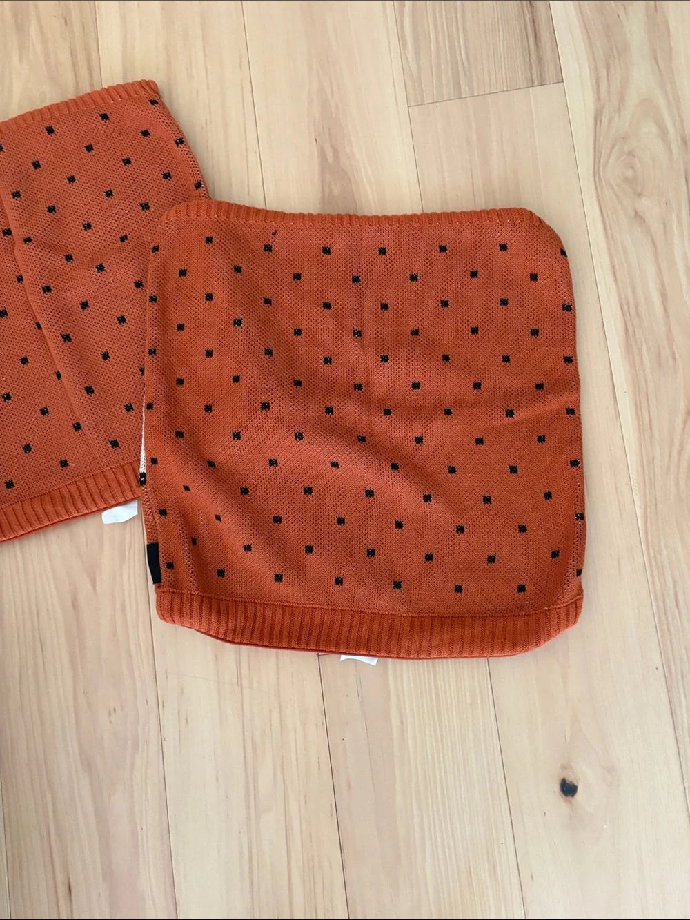NWOT 2 Halloween Orange Knit Decorative Pillow Cases pure cotton 20x20 Inches